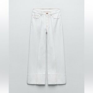 Zara White High-Rise Wide-Leg Jeans